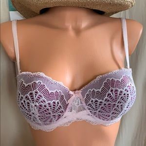 Smart & Sexy Purple/pink push-up enhanced padding lacy bra 36C